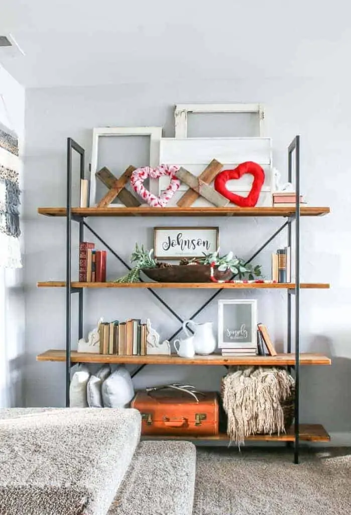 living room shelves with valentines day home decor 699×1024 1