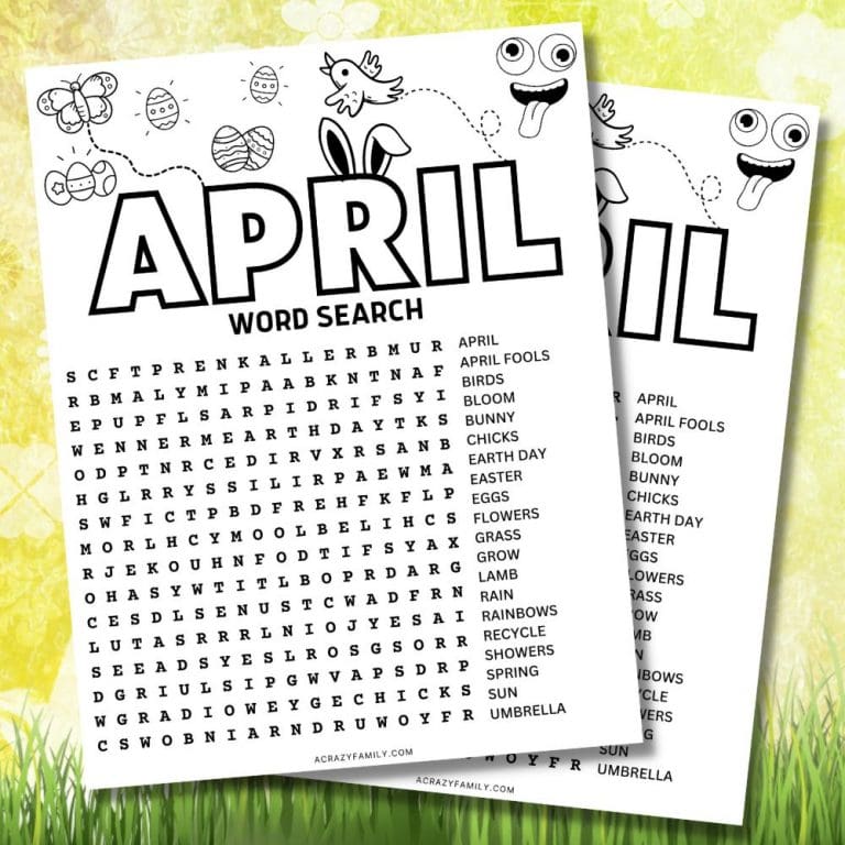Free April Word Search Printable