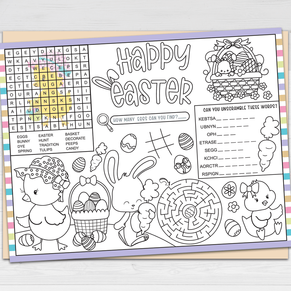 Free Printable Easter Activity Placemats with Coloring