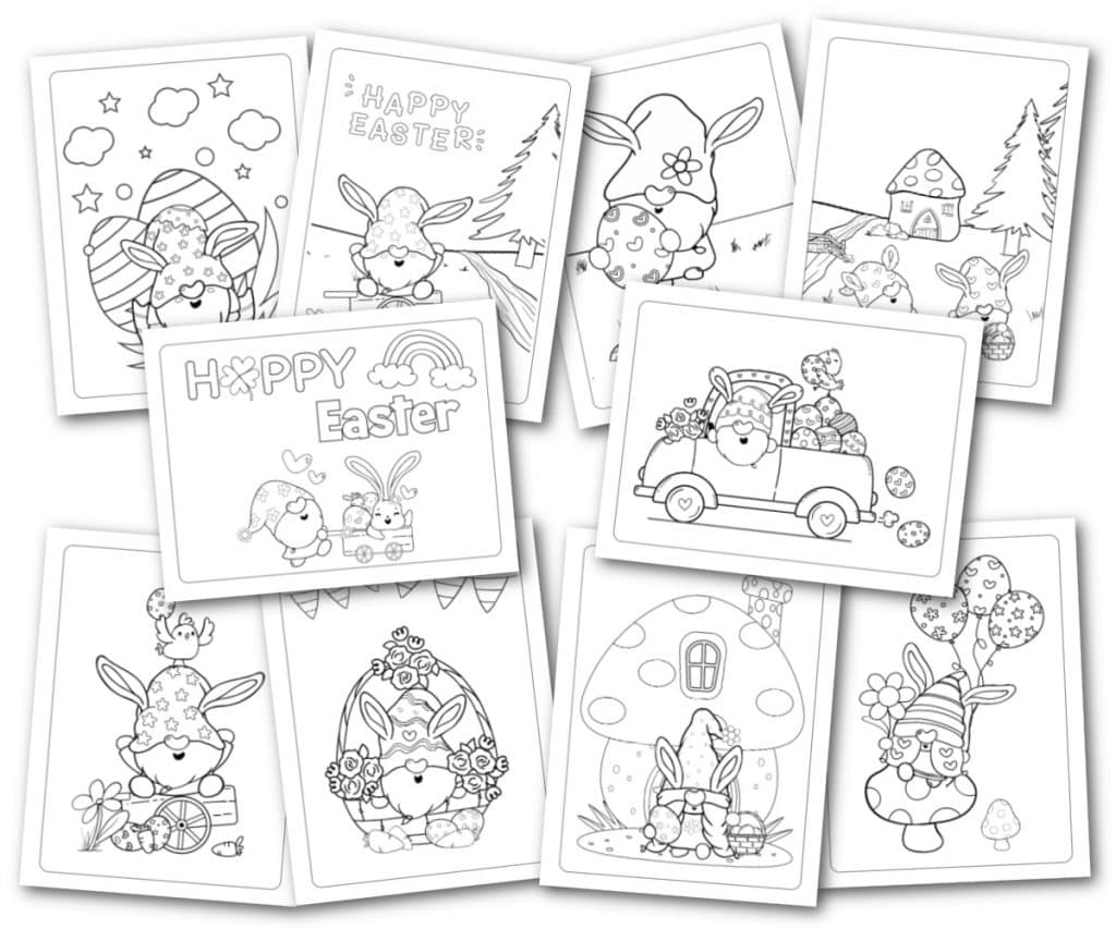 easter gnomes coloring pages all