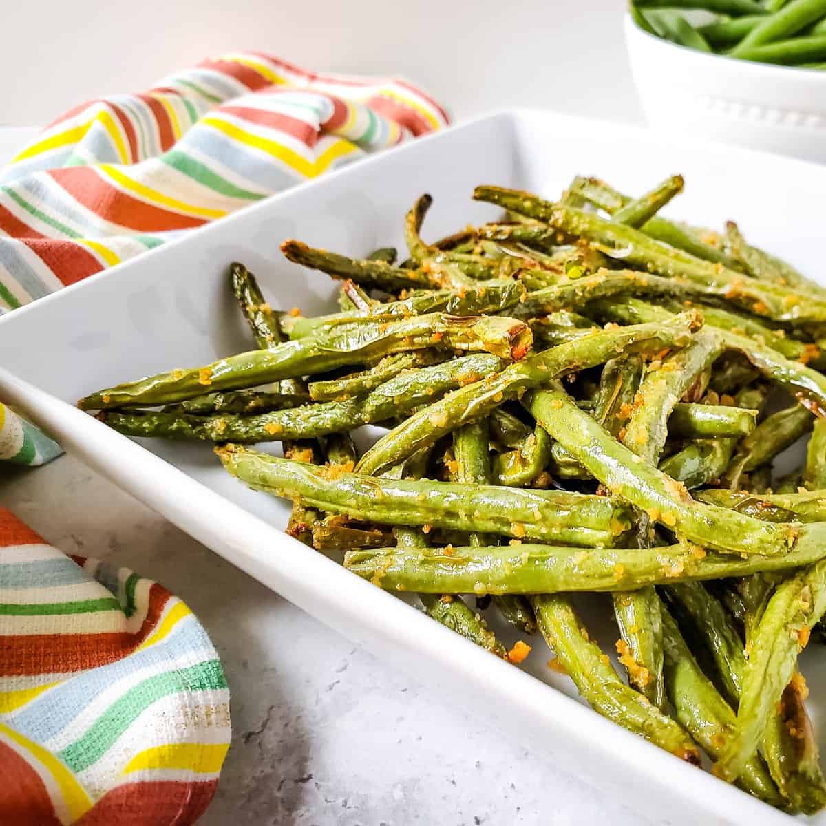 Easy Air Fryer Garlic Parmesan Green Beans Recipe A Crazy Family