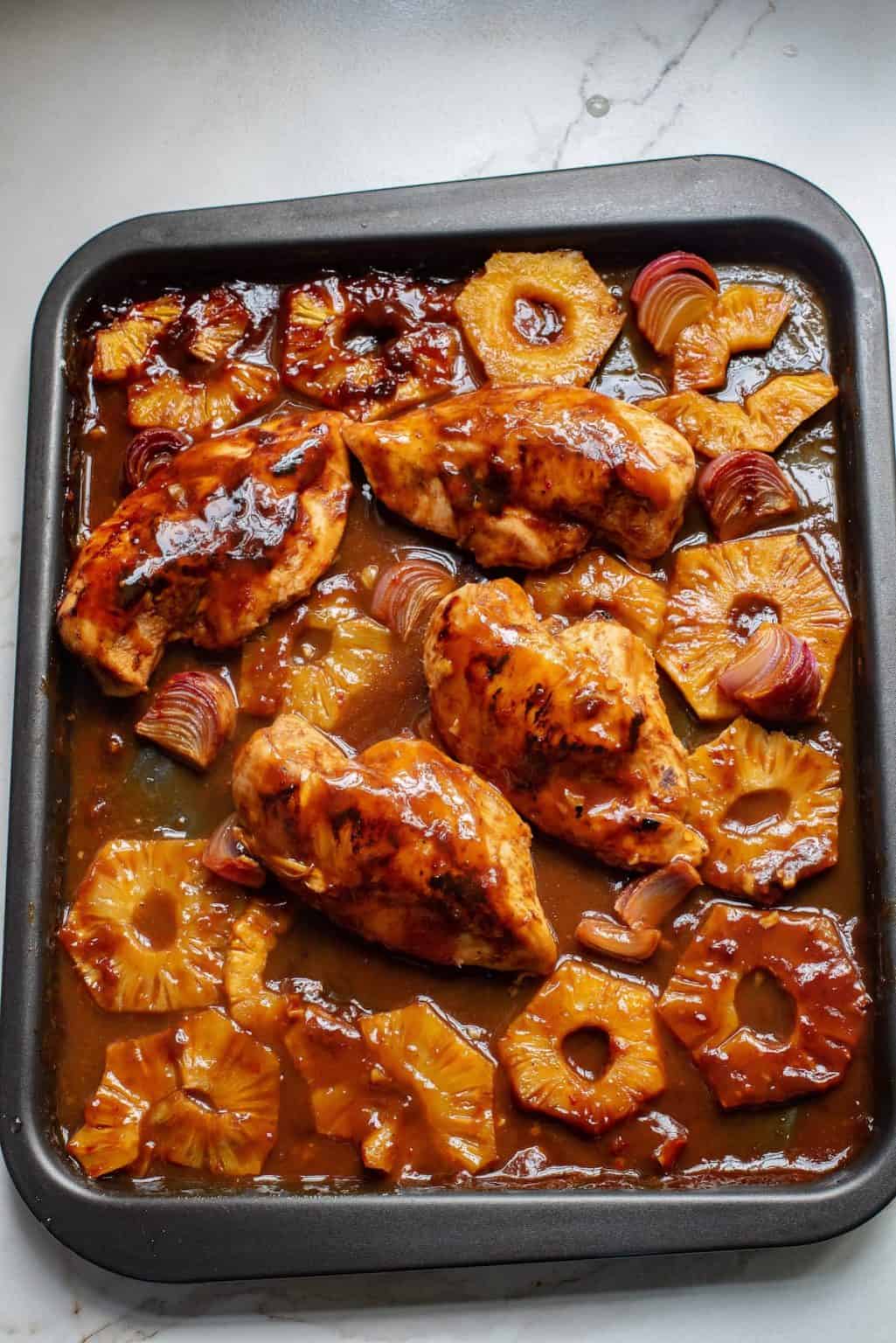 Sheet Pan BBQ Chicken with Pineapple A Crazy Family