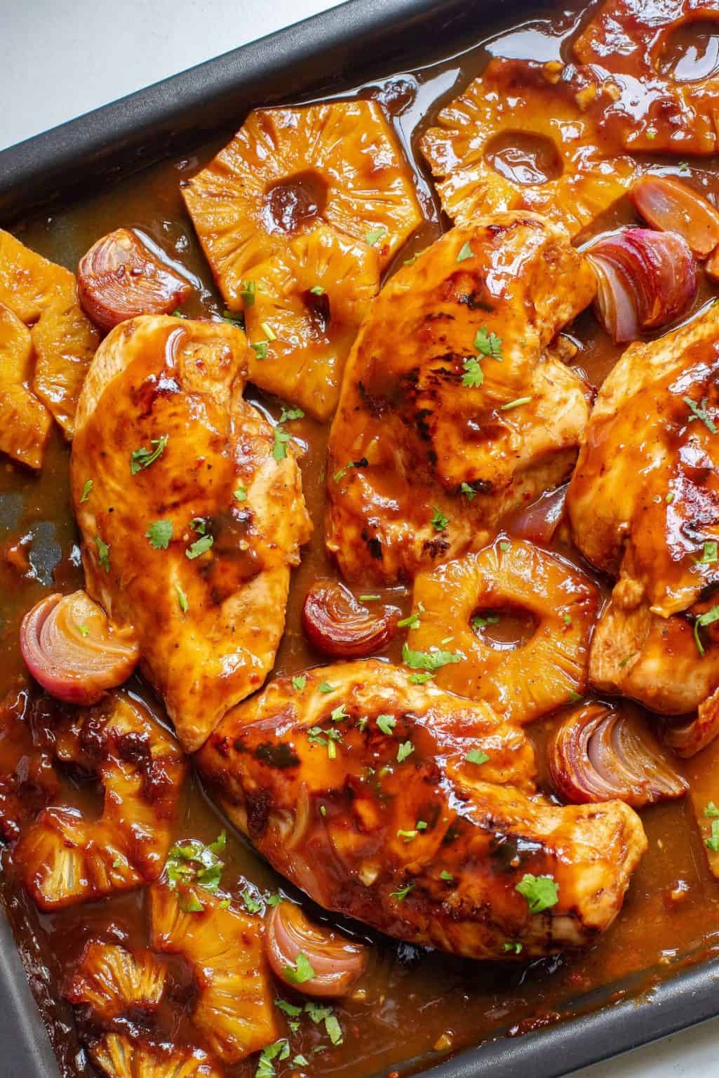 Sheet Pan BBQ Chicken with Pineapple A Crazy Family