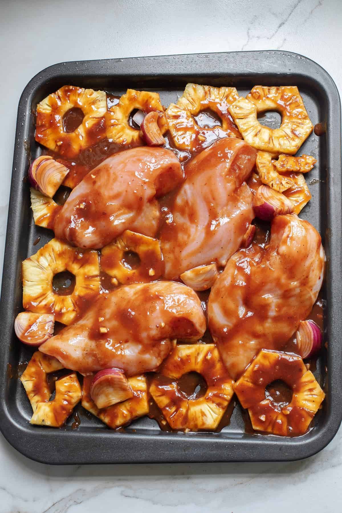 BBQ Chicken with Pineapple process