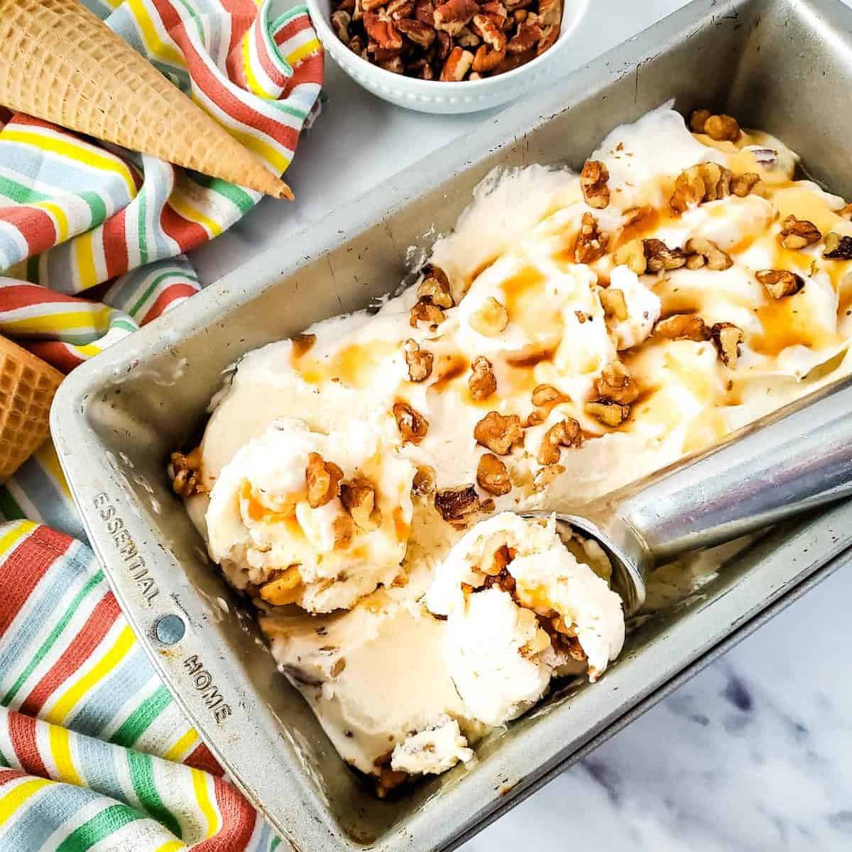 Homemade Nutty Caramel Ice Cream Recipe