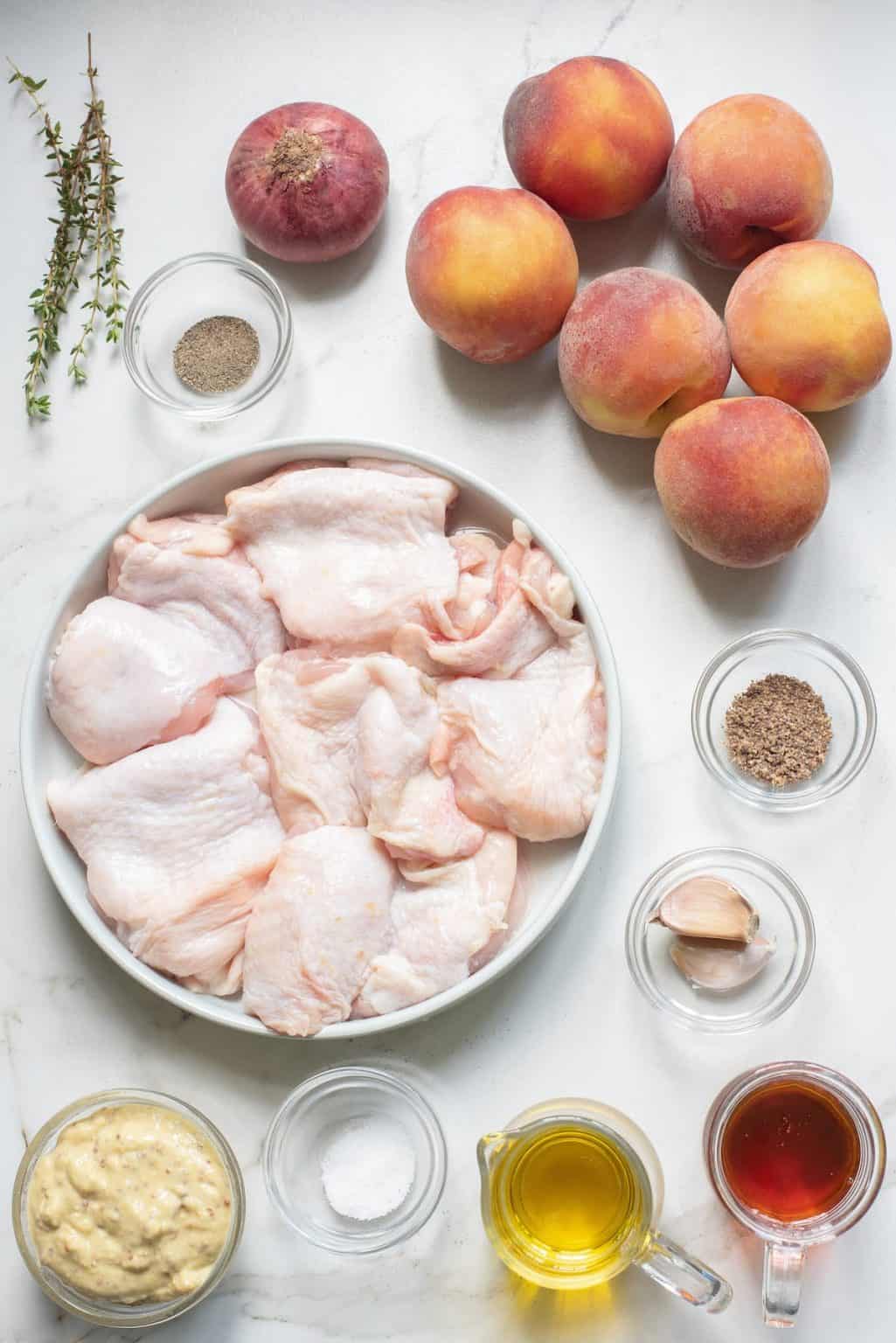 Sheet Pan Honey Mustard Chicken Thighs with Peaches A Crazy Family