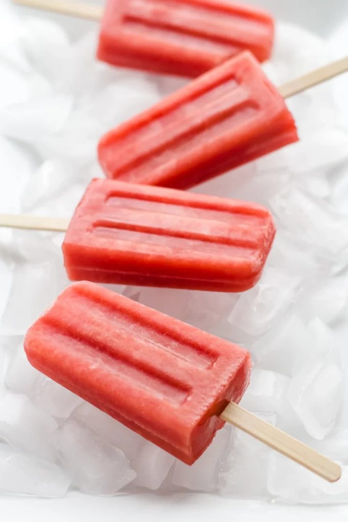 Watermelon Strawberry Popsicles On Ice 2
