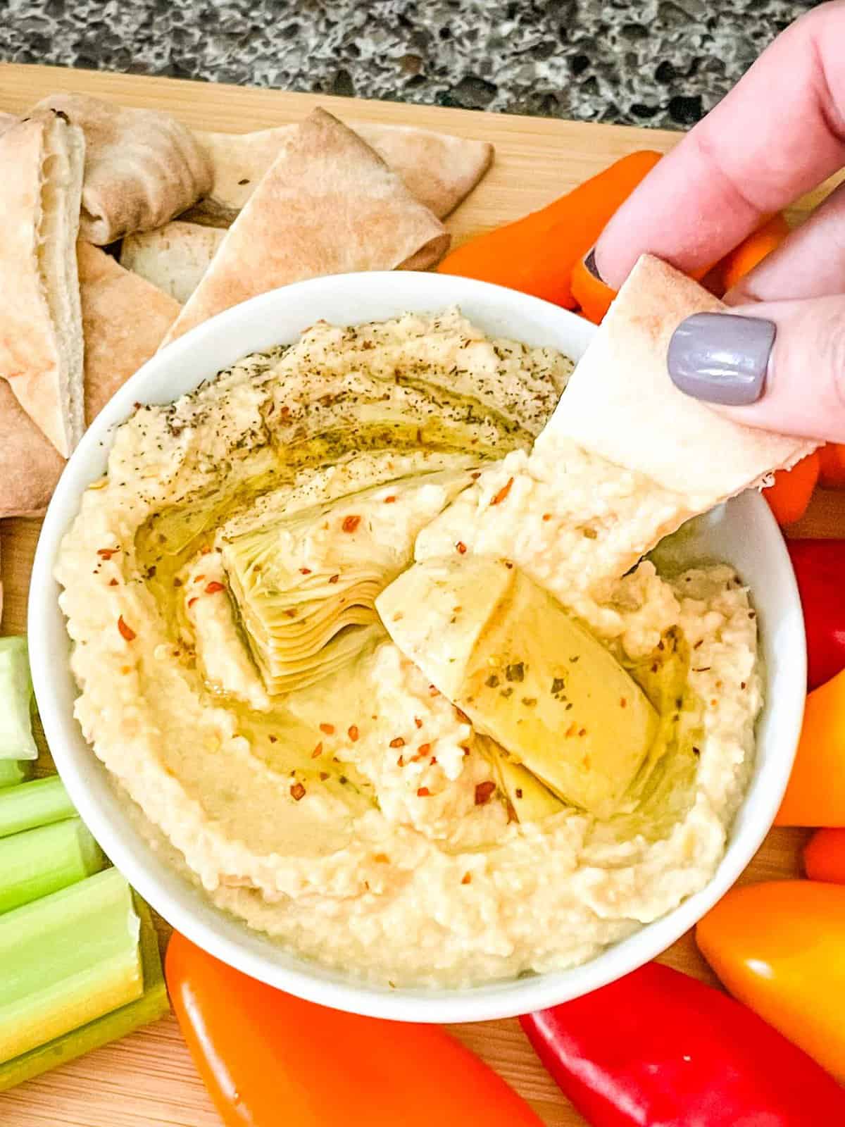 artichoke lemon hummus threeolivesbranch 5