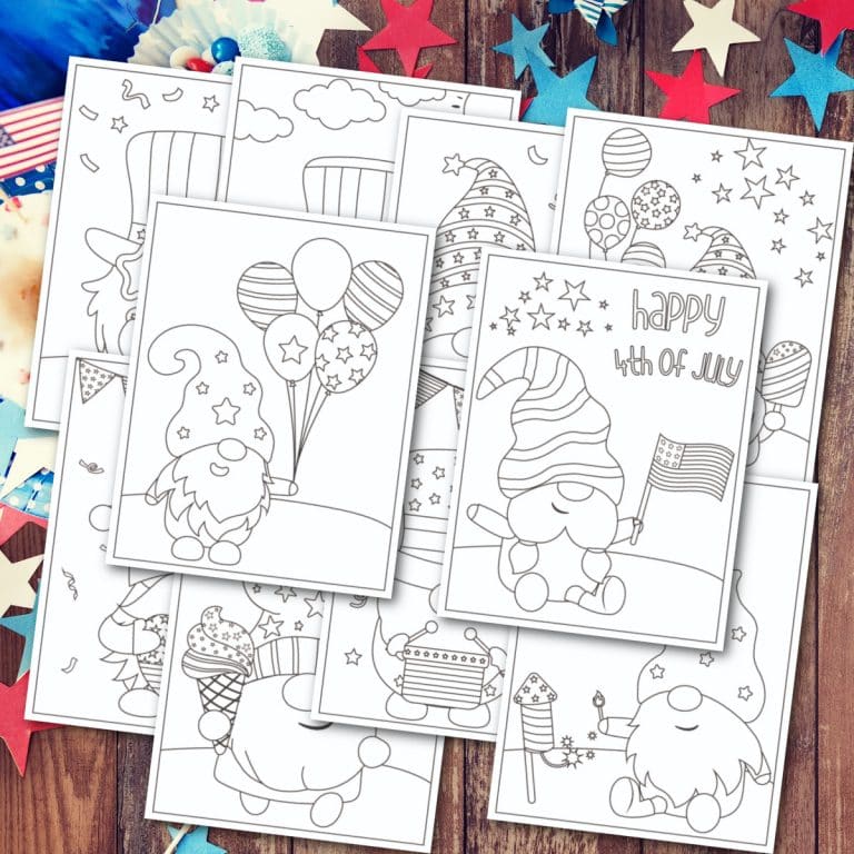 4th of July Gnomes Coloring Pages