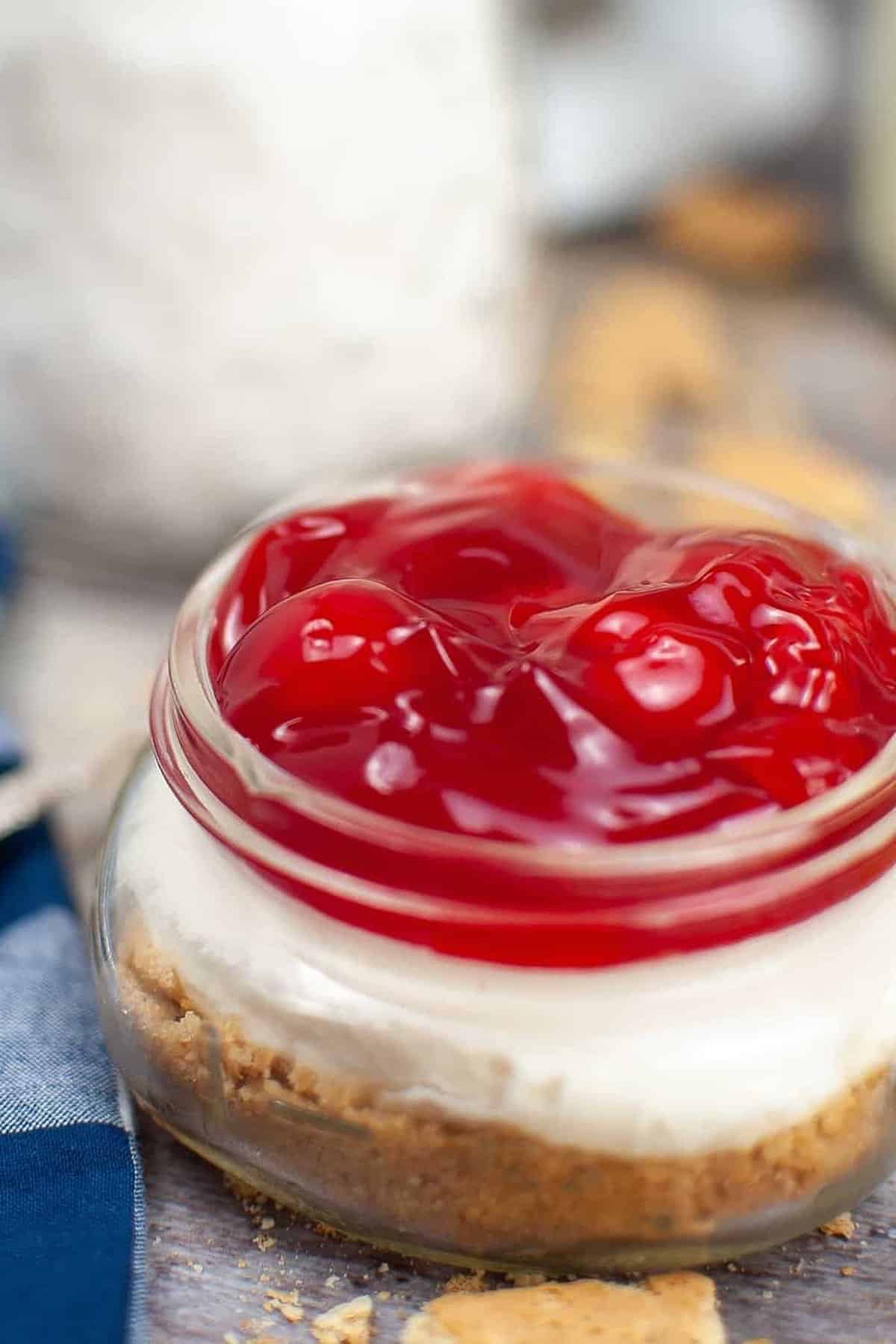 22. No Bake Cherry Cheesecake Jars_