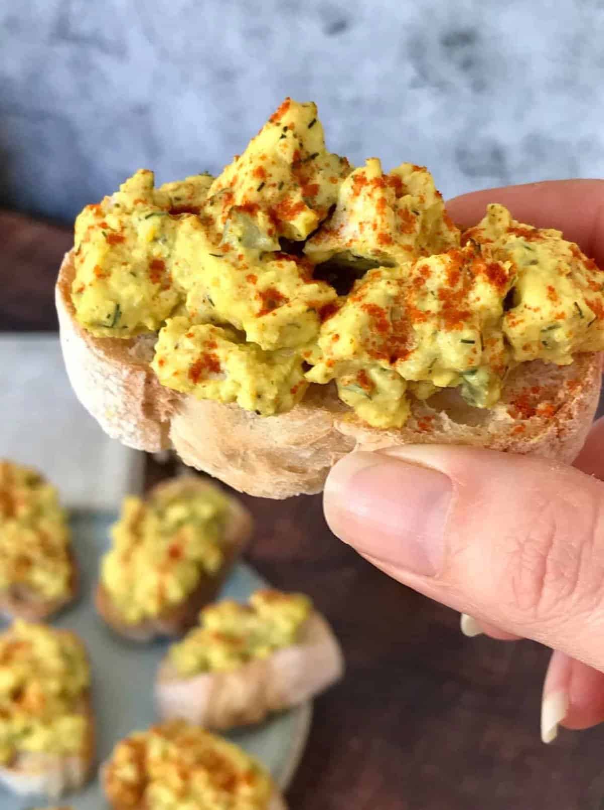 deviled egg crostini 8