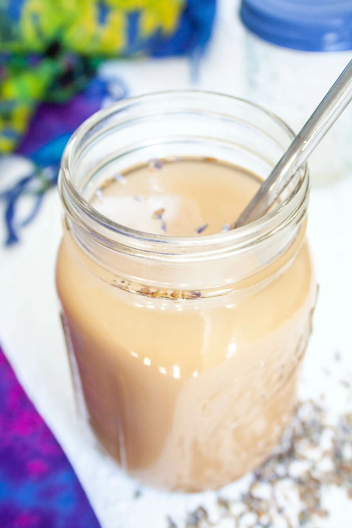 iced lavender dirty chai latte