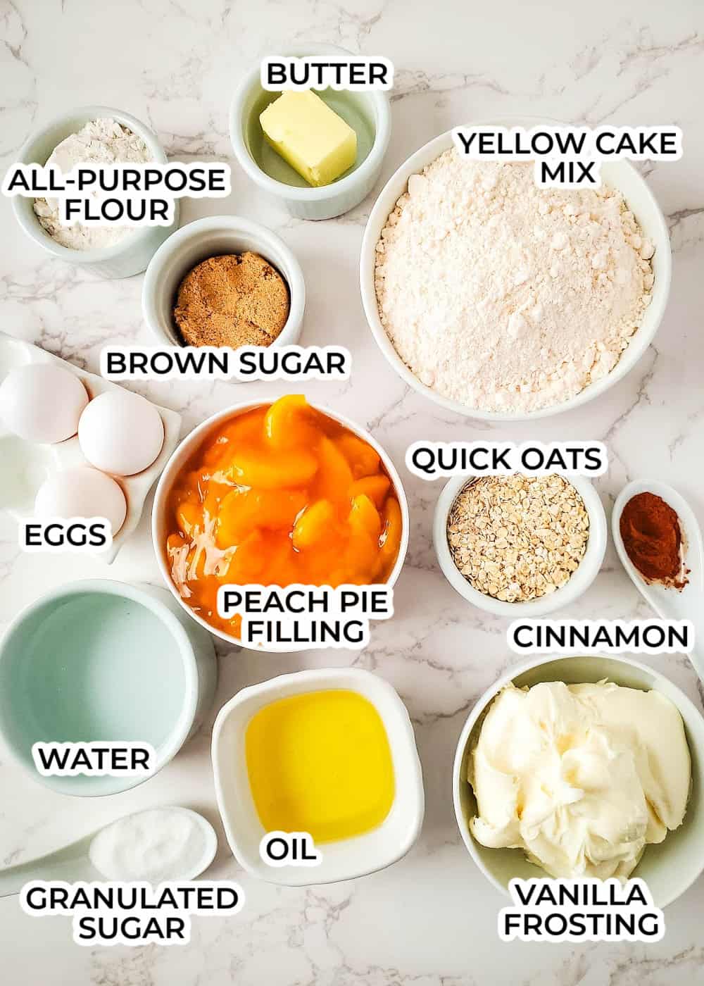 ingredients peach cobbler cupcakes