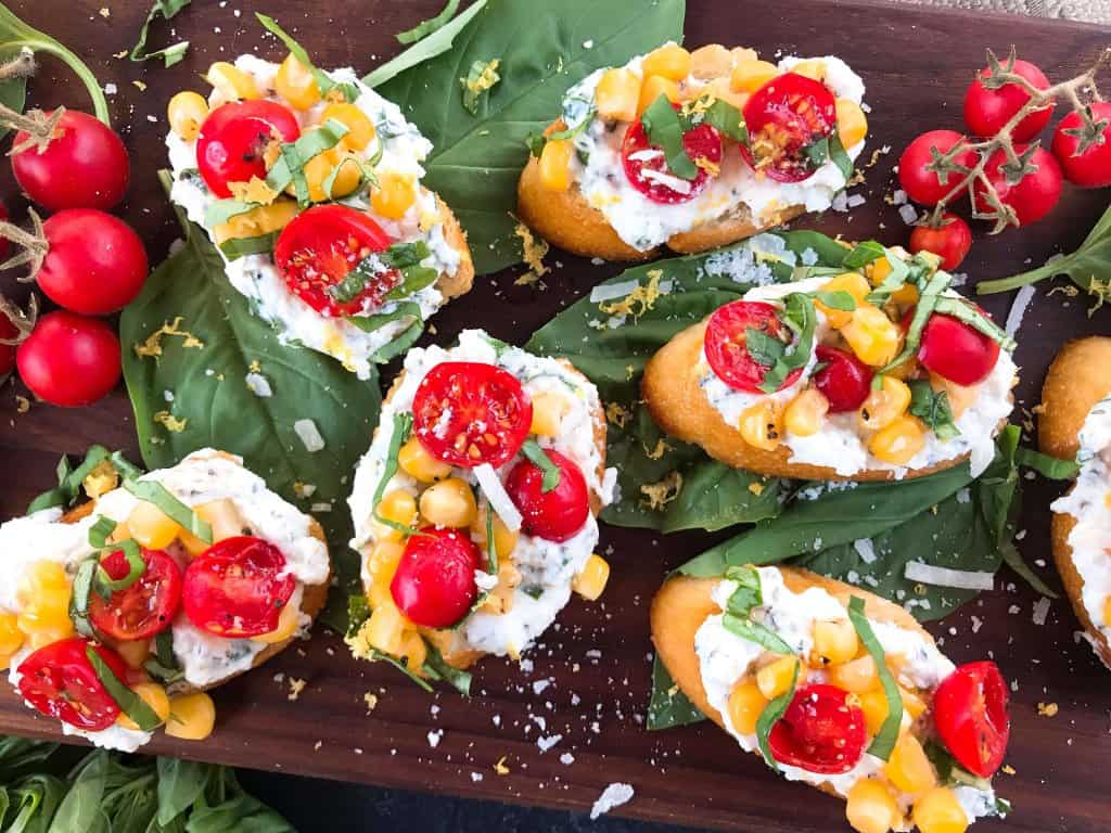 tomato basil corn crostini ricotta cheese threeolivesbranch 4 1024×768 1