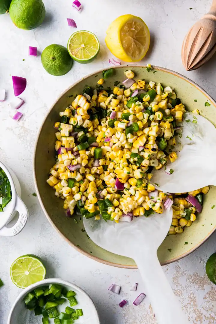 roasted chili corn salsa overhead