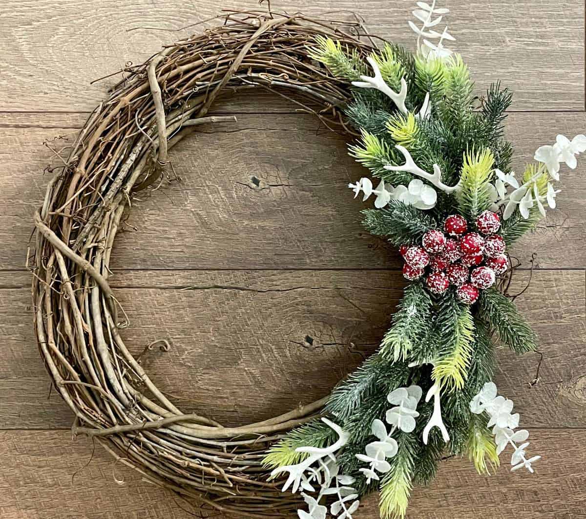 Winter Grapevine Wreath for the Holidays
