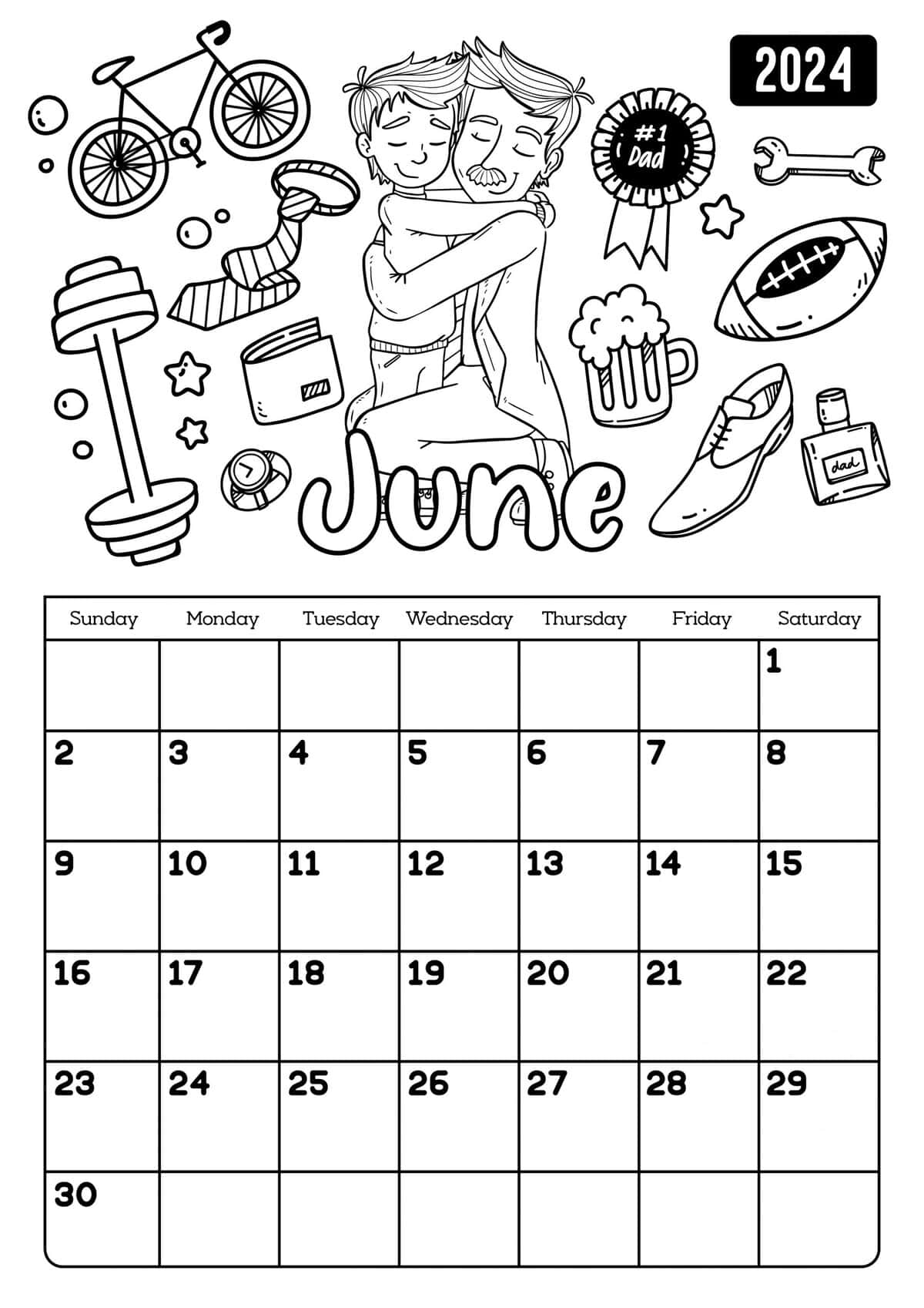 Free Printable 2024 Coloring Calendar Pages - A Crazy Family