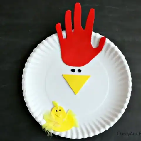 Handprint Chicken Paper Plate Craft