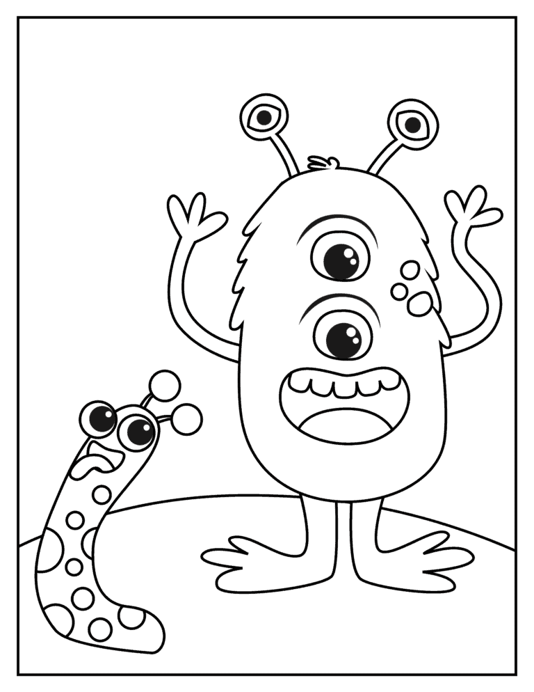 Free Printable Cute Monster Coloring Pages for Kids - A Crazy Family