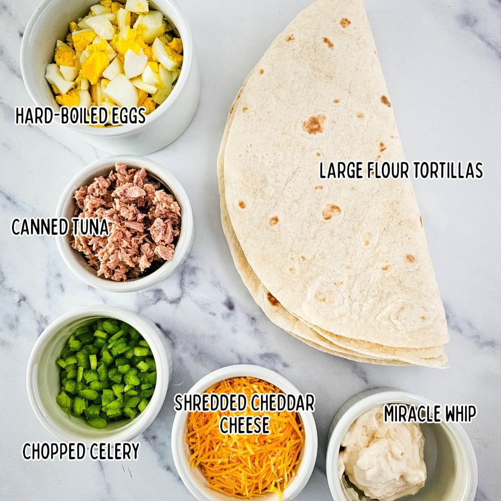 ingredients for tuna salad pinwheels