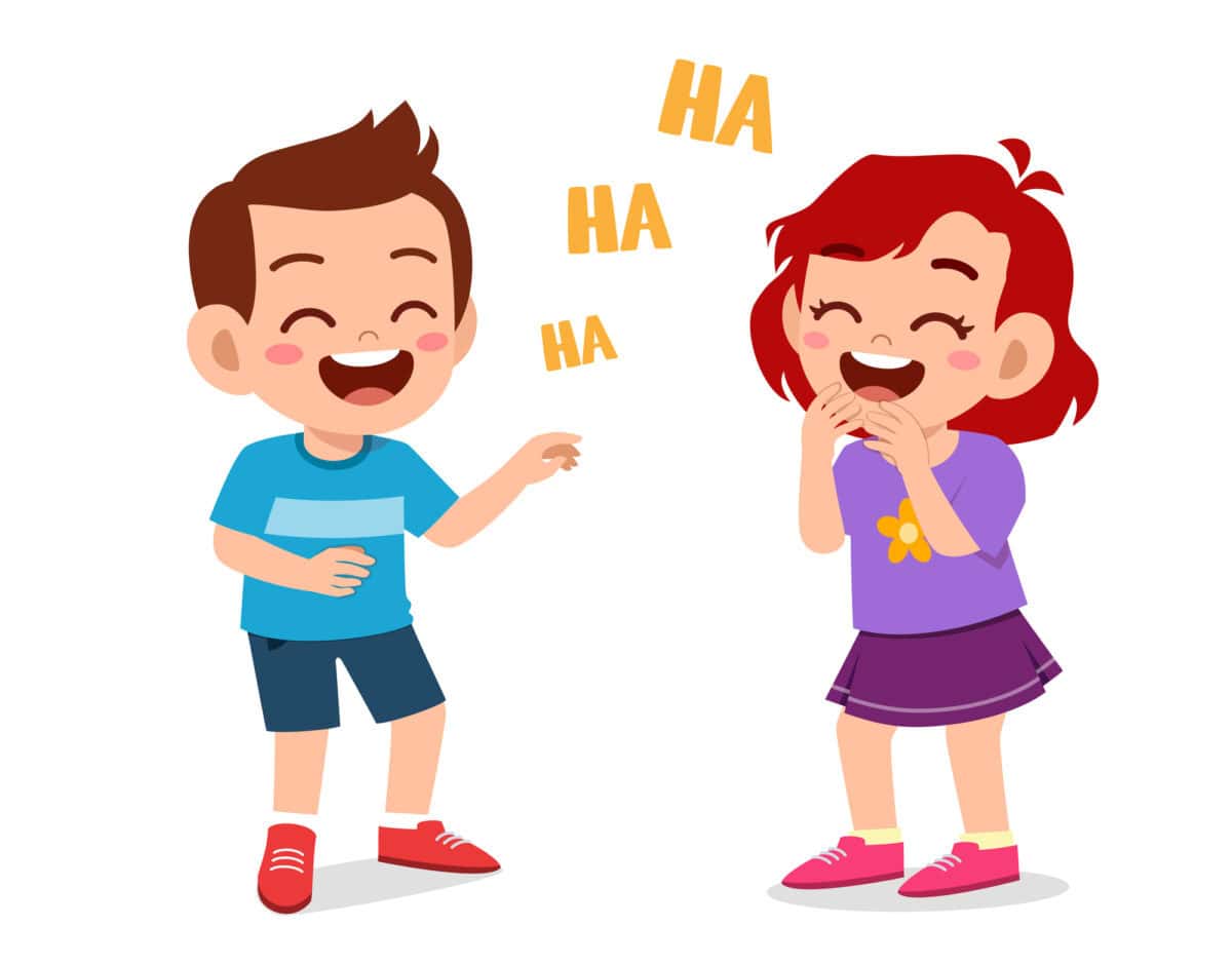 little boy and little girl laugh together