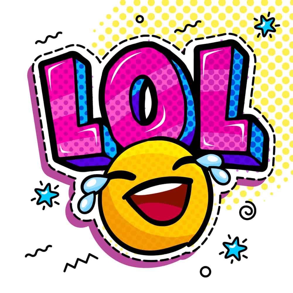 Comic speech bubble with expression text Lol.