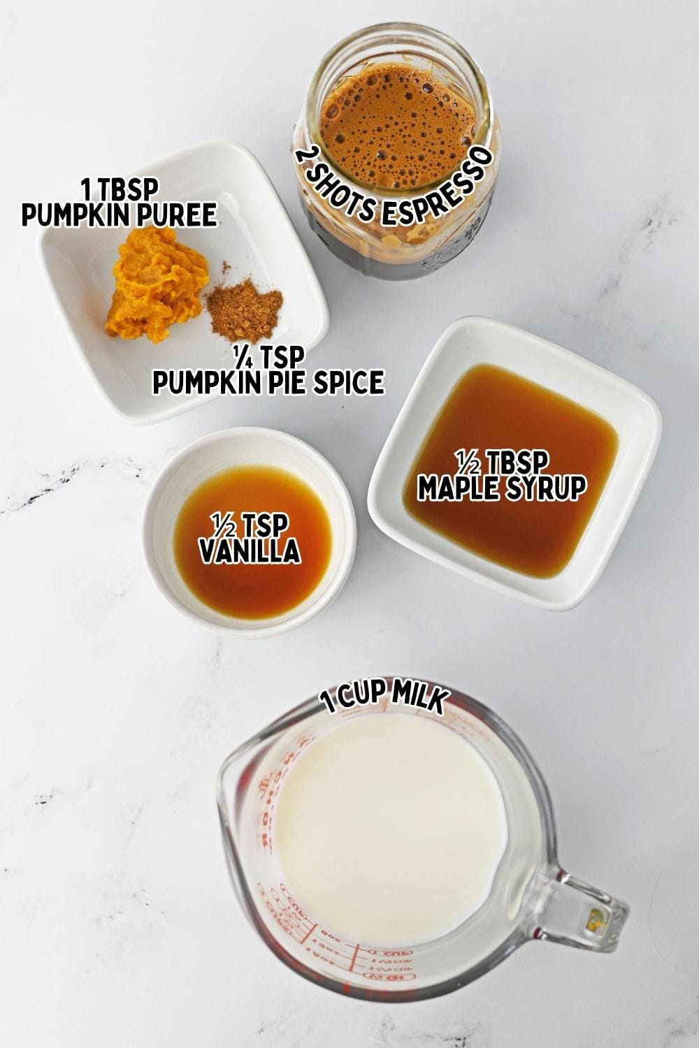 ingredients for Iced Pumpkin Spice Latte