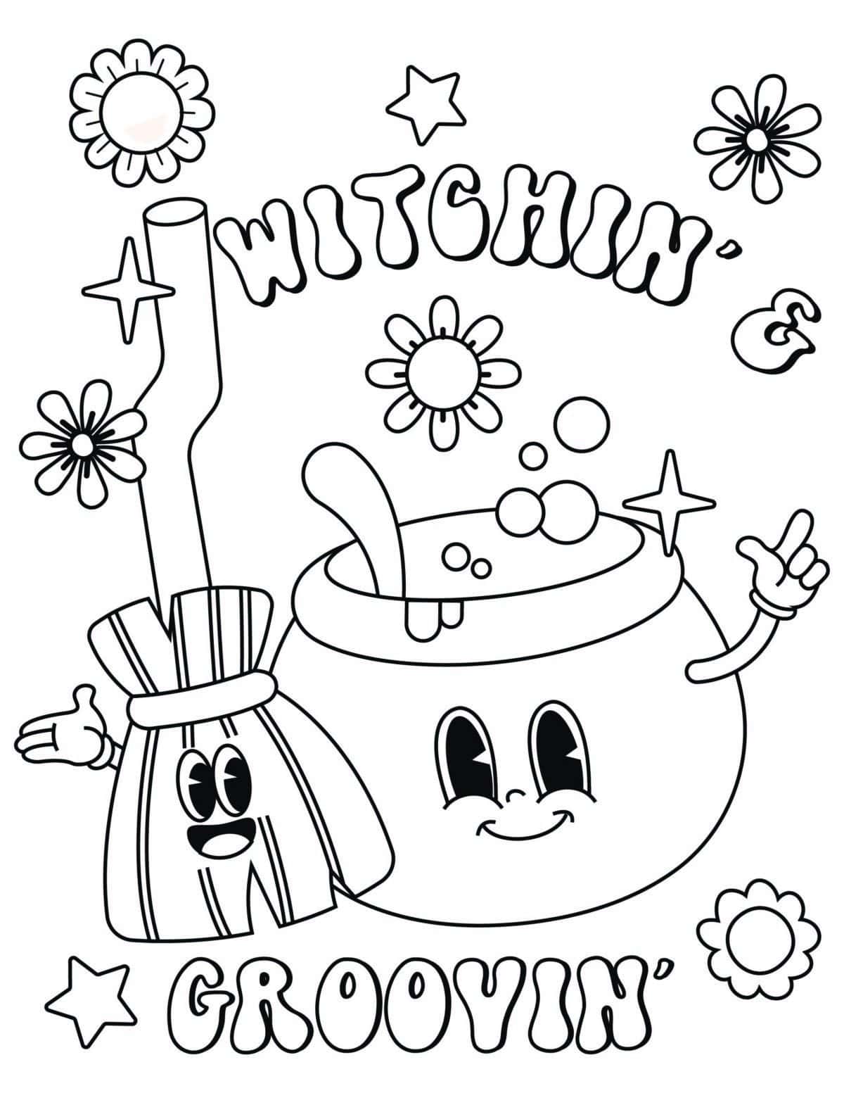Retro Halloween Coloring Pages 06