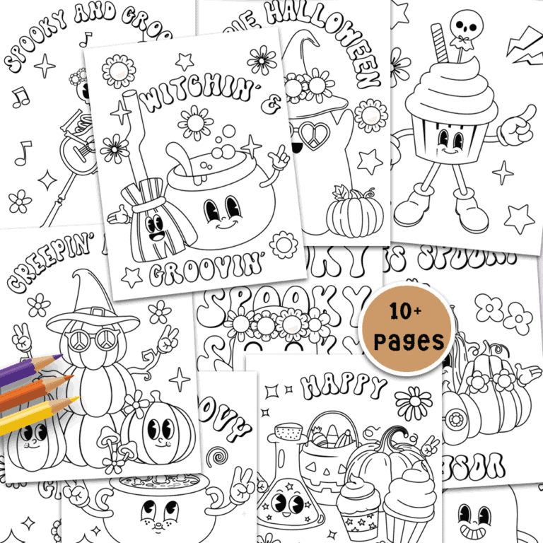 Retro Halloween Coloring Pages 1