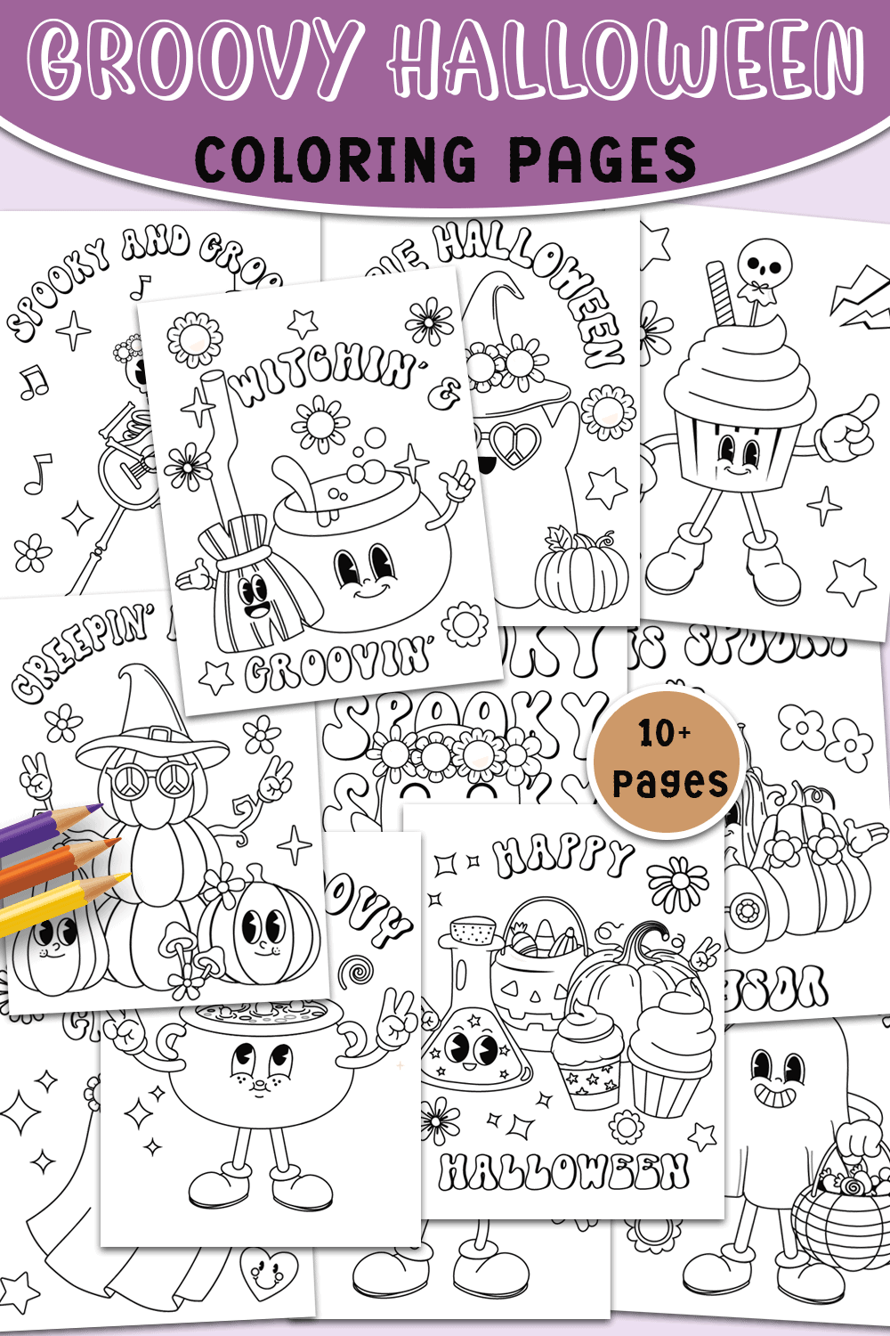 Retro Halloween Coloring Pages 1