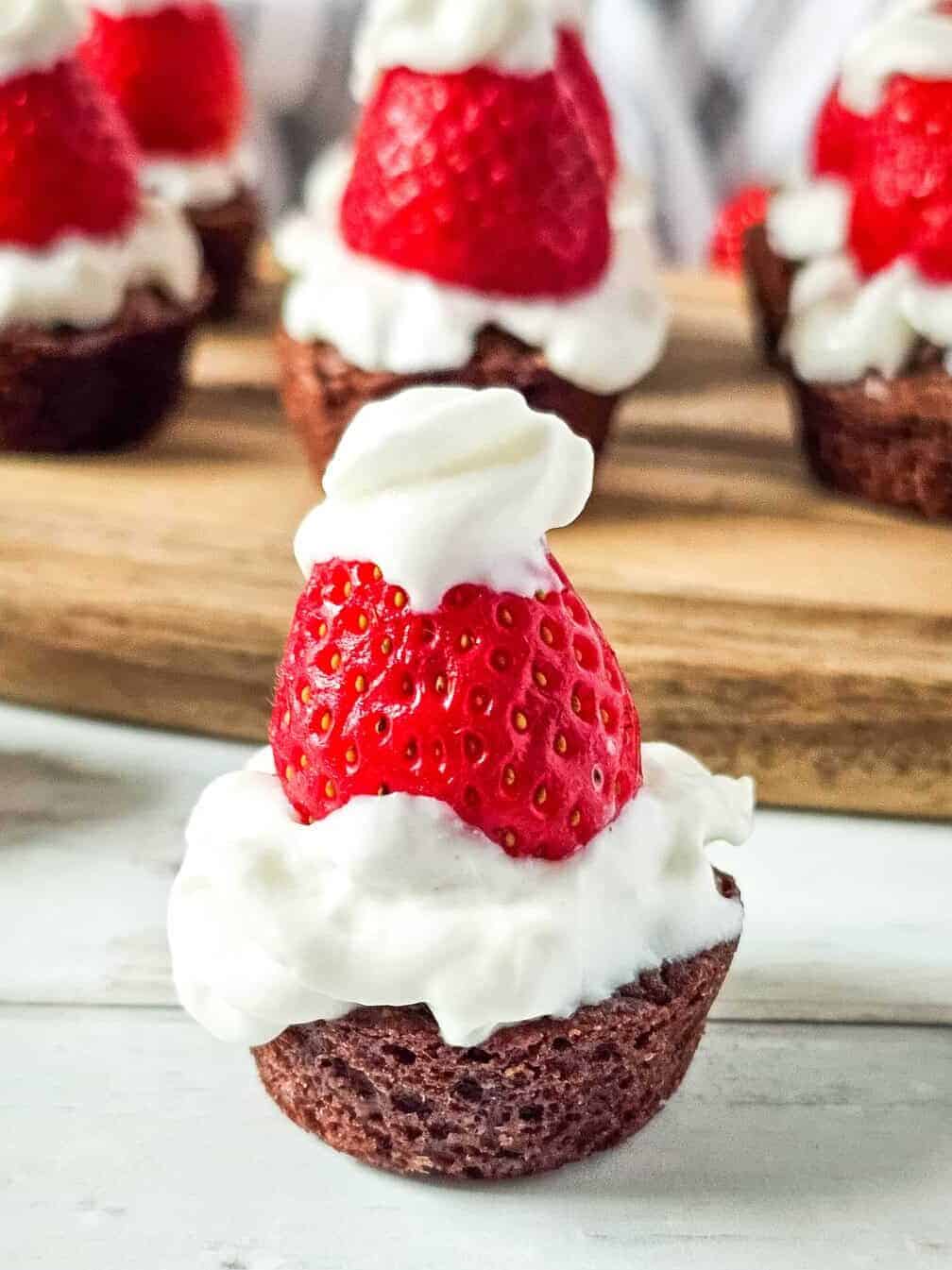 Santa Hat Brownie Bites 14