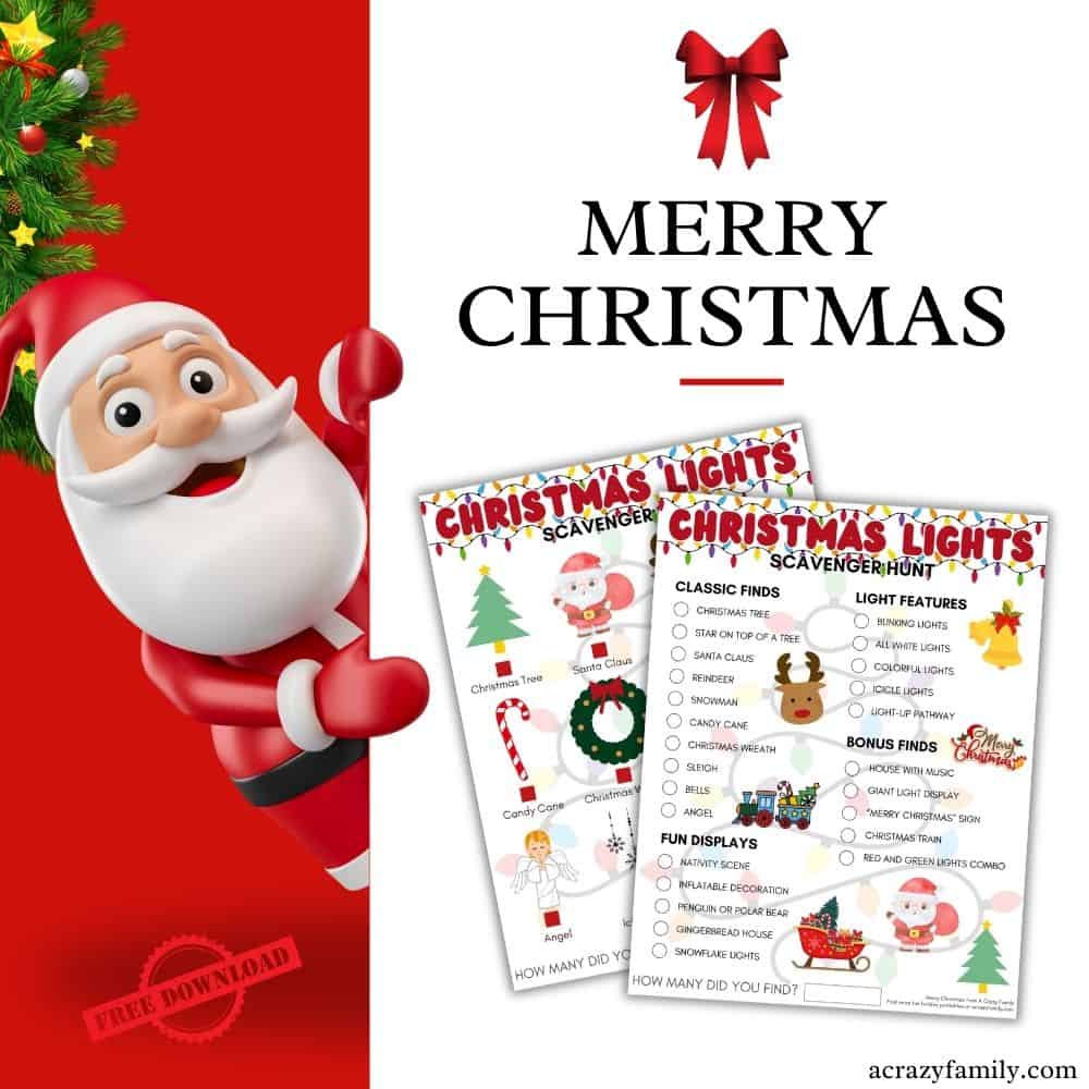 free printable christmas lights scavenger hunt