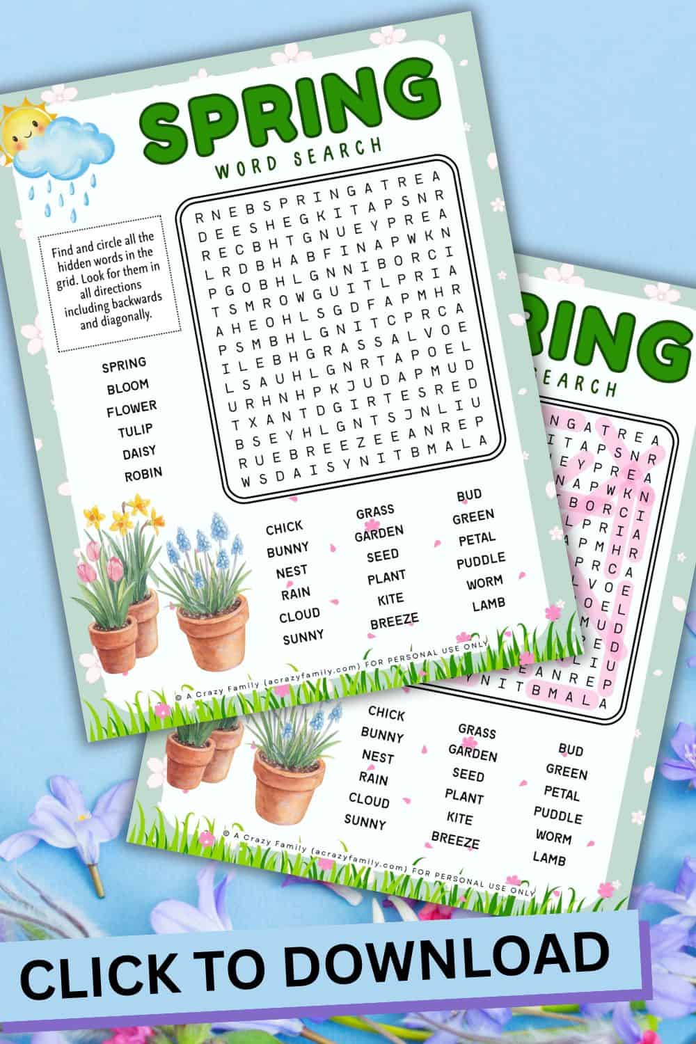 click to download spring word search